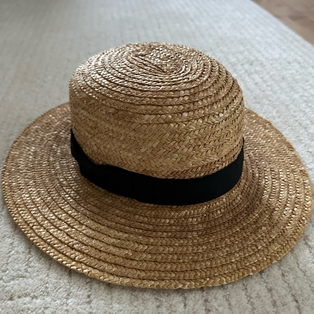 Lack of Color Straw Hat with Black Ribbon (57cm)